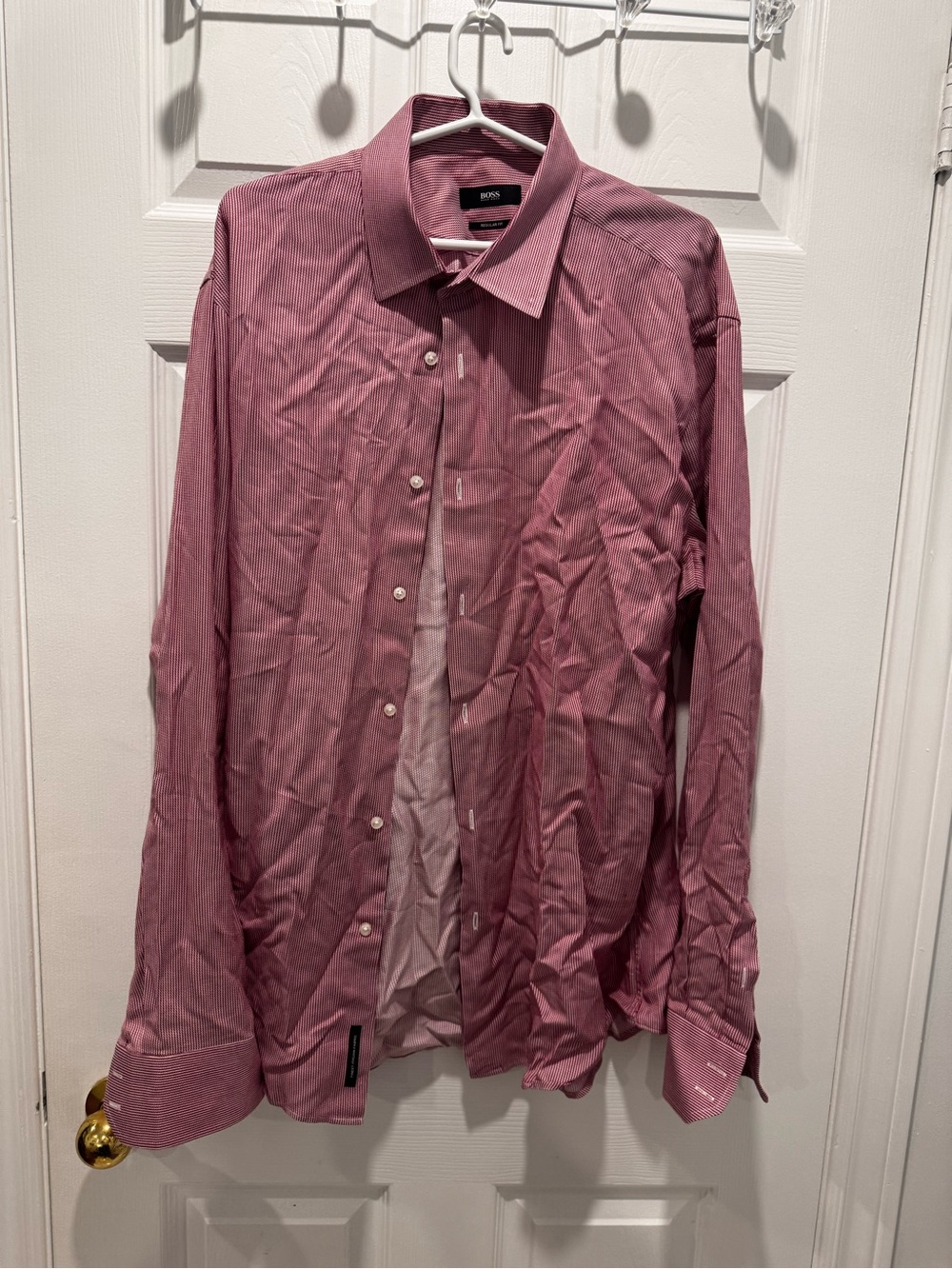 BOSS Men's Pink Patterned Dress Shirt